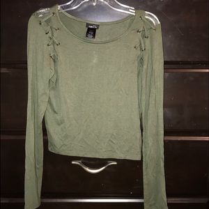 Olive green long sleeve crop top!